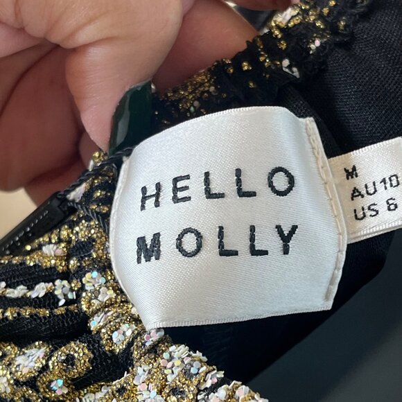 Hello Molly Gold & Black Halter Maxi Dress size 6 Sequined Formal Gown - Picture 6 of 9